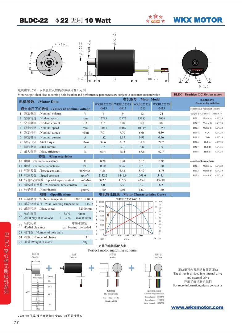 BLDC φ22mm系列 WKBL2232S-1213 BLDC φ22mm系列 WKBL2232S-1213